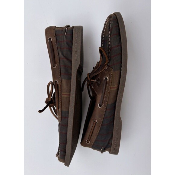Sperry AO 2 Eye Oil Cloth Olive Plaid Mens 8.5 Boat Shoe Limited Pre-Owned main image 6